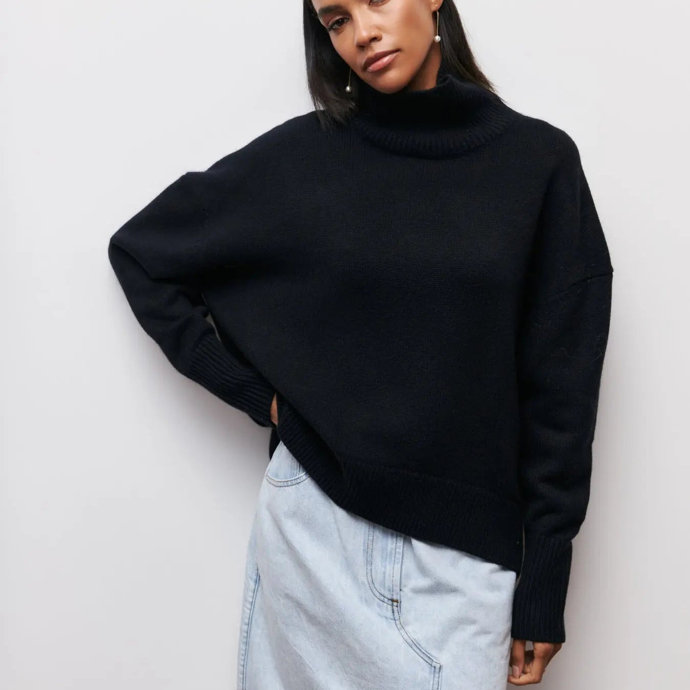 Women’s Oversized Turtleneck Knit Sweater