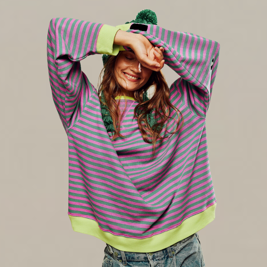 Women’s Casual Oversized Striped Long Sleeve T-Shirt