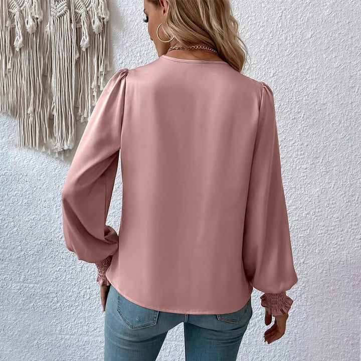Women’s Elegant V-Neck Long Sleeve Chiffon Blouse
