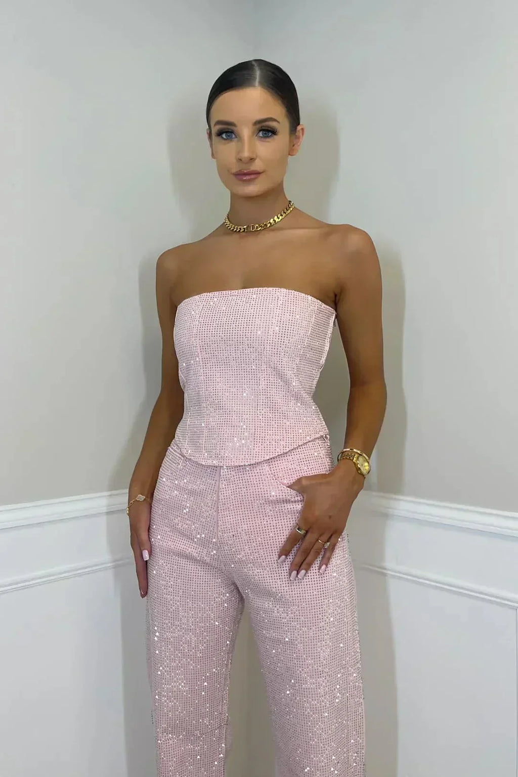 Women’s Strapless Glitter Sequin Jumpsuit