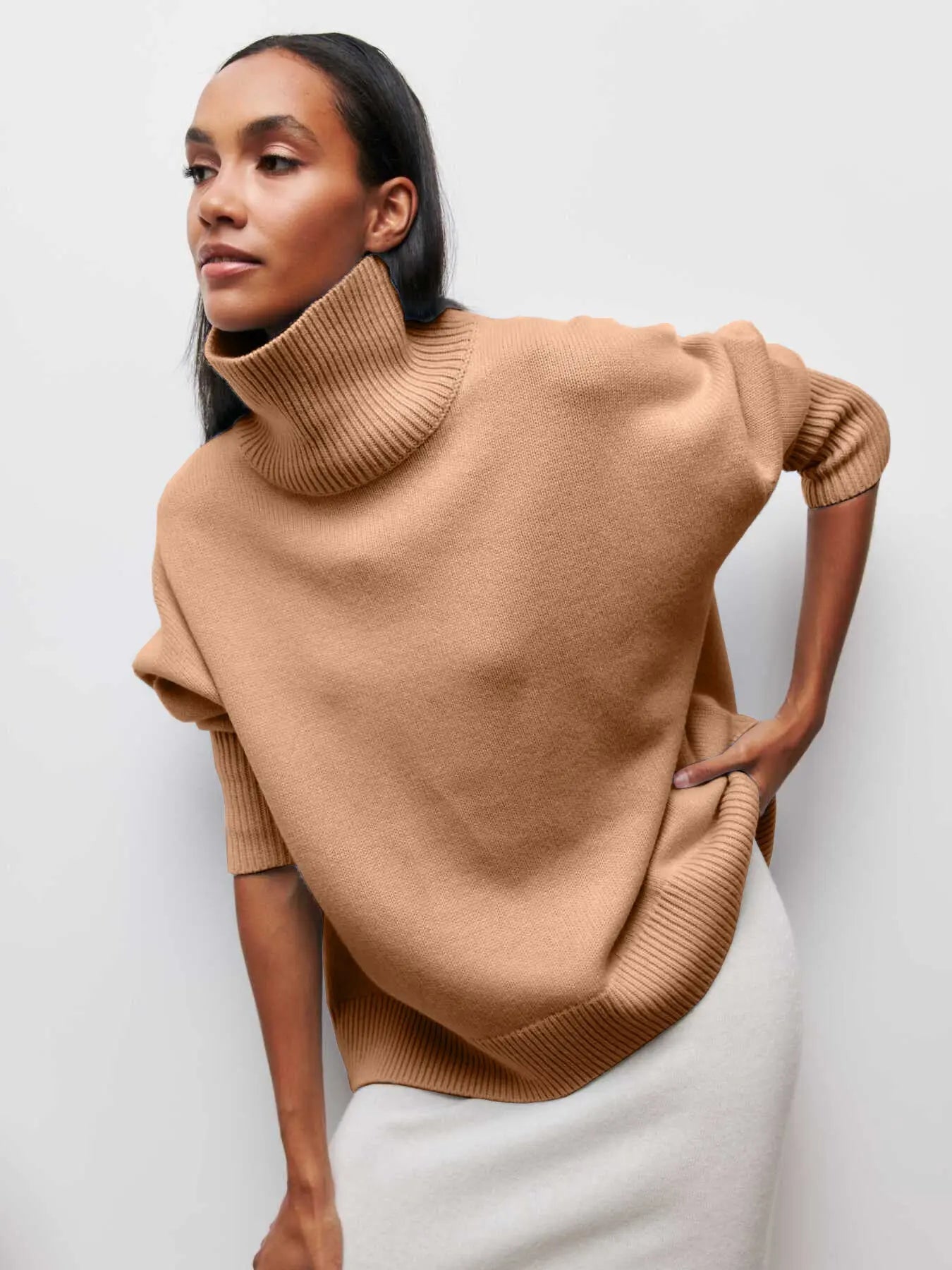 Women’s Oversized Turtleneck Knit Sweater