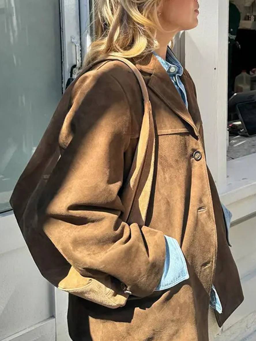 Women’s Vintage Brown Suede Oversized Jacket