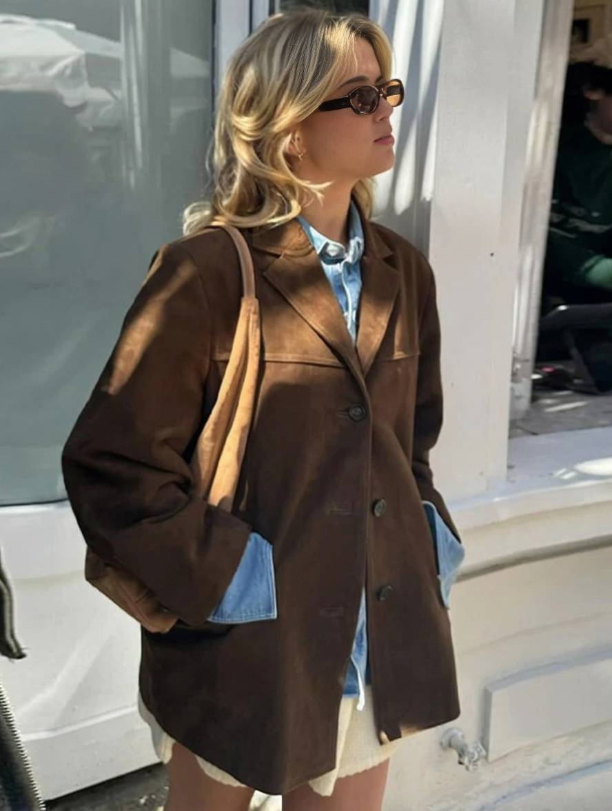 Women’s Vintage Brown Suede Oversized Jacket