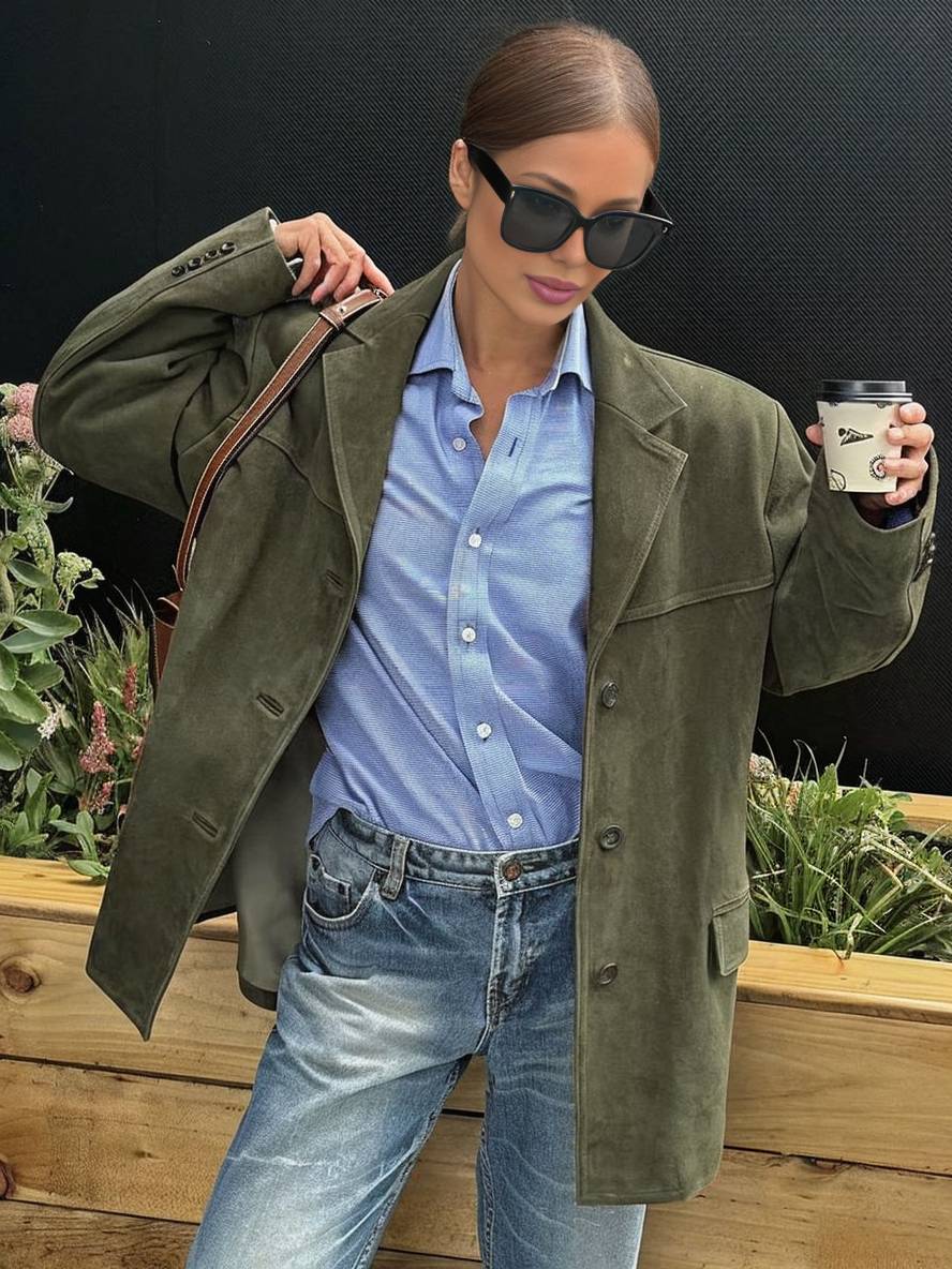 Women’s Vintage Brown Suede Oversized Jacket