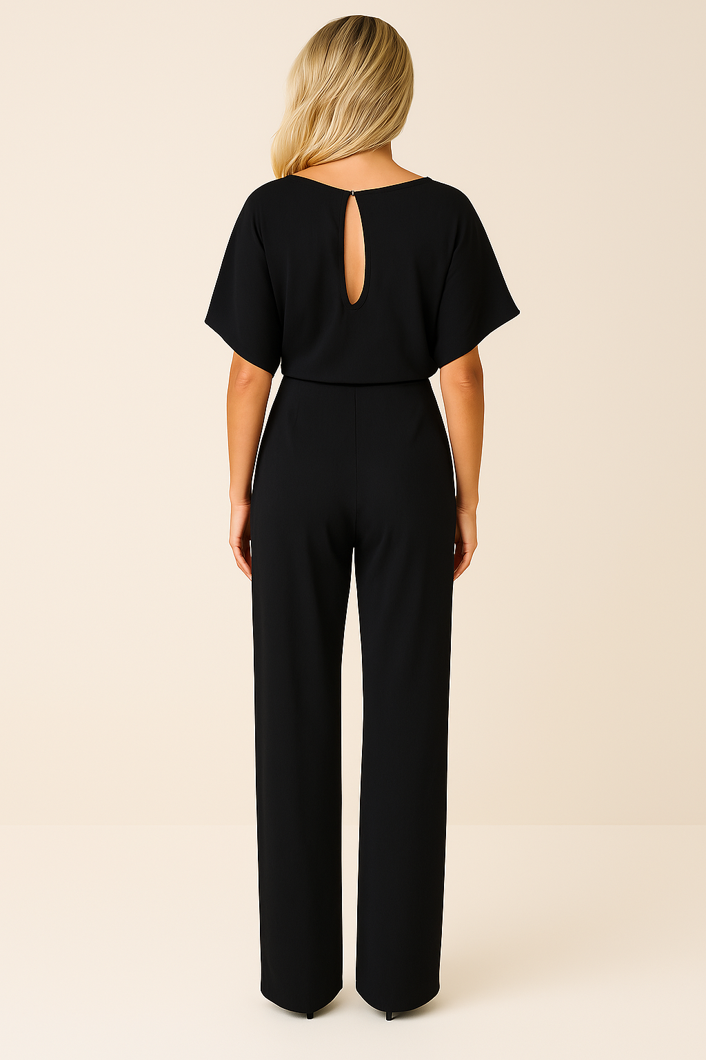 Women’s Short Sleeve Belted Wide Leg Jumpsuit