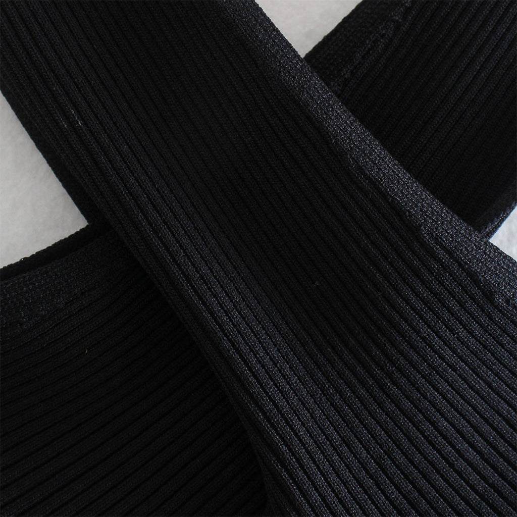 Chic Ribbed Cross Halter Neck Top for Women