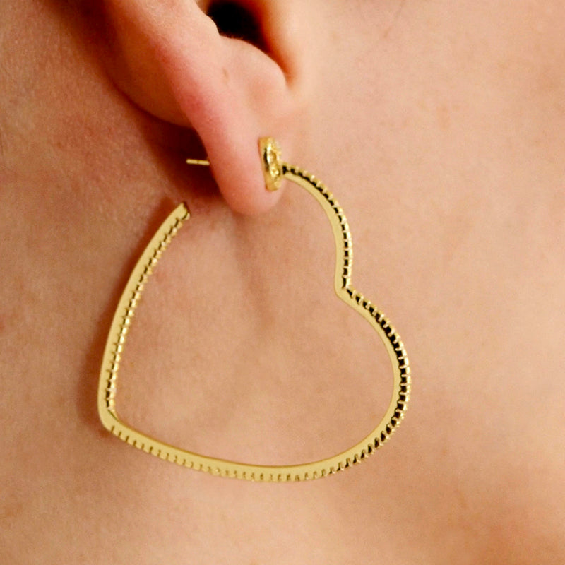 Women’s Heart-Shaped Gold Hoop Earrings