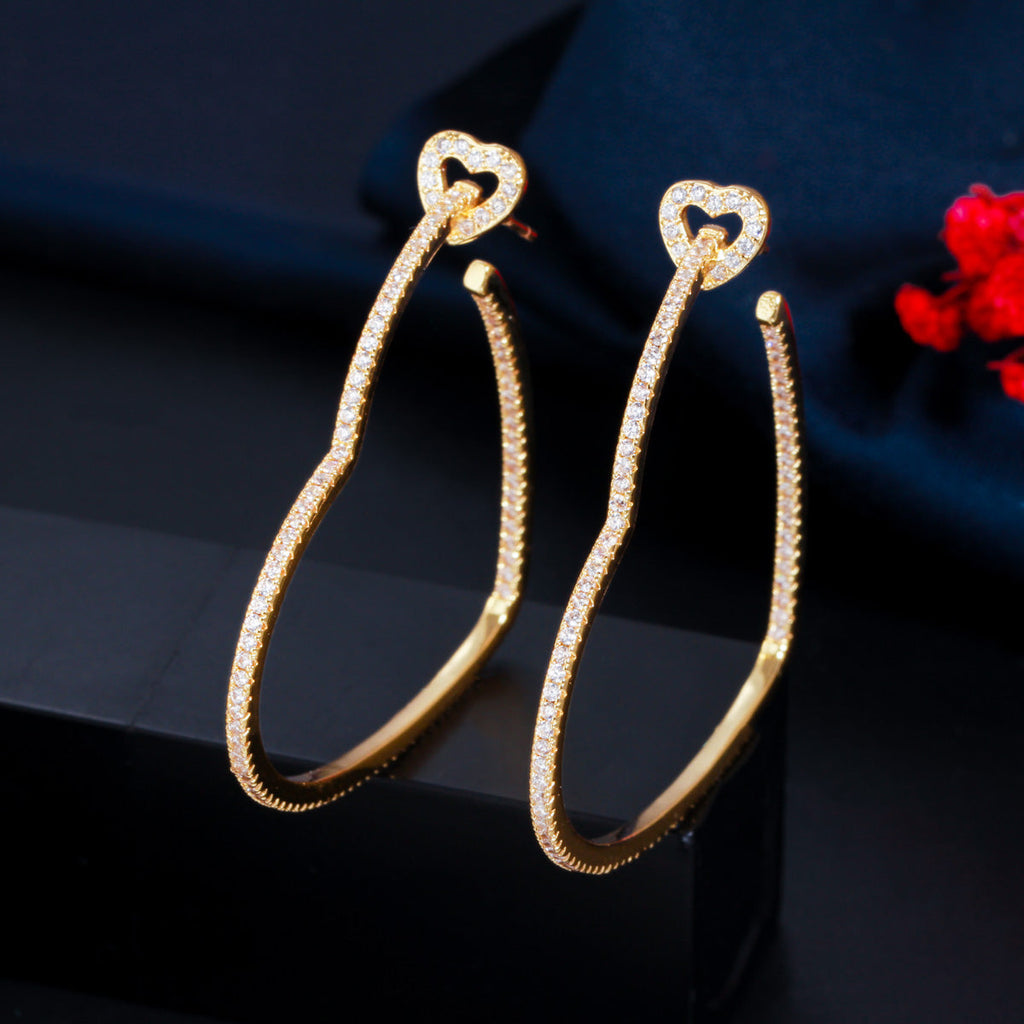 Women’s Heart-Shaped Gold Hoop Earrings