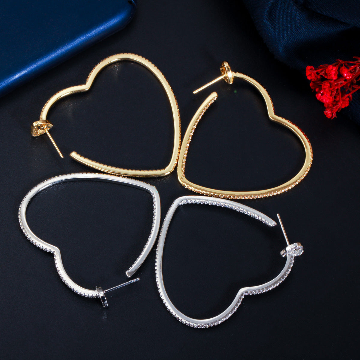 Women’s Heart-Shaped Gold Hoop Earrings