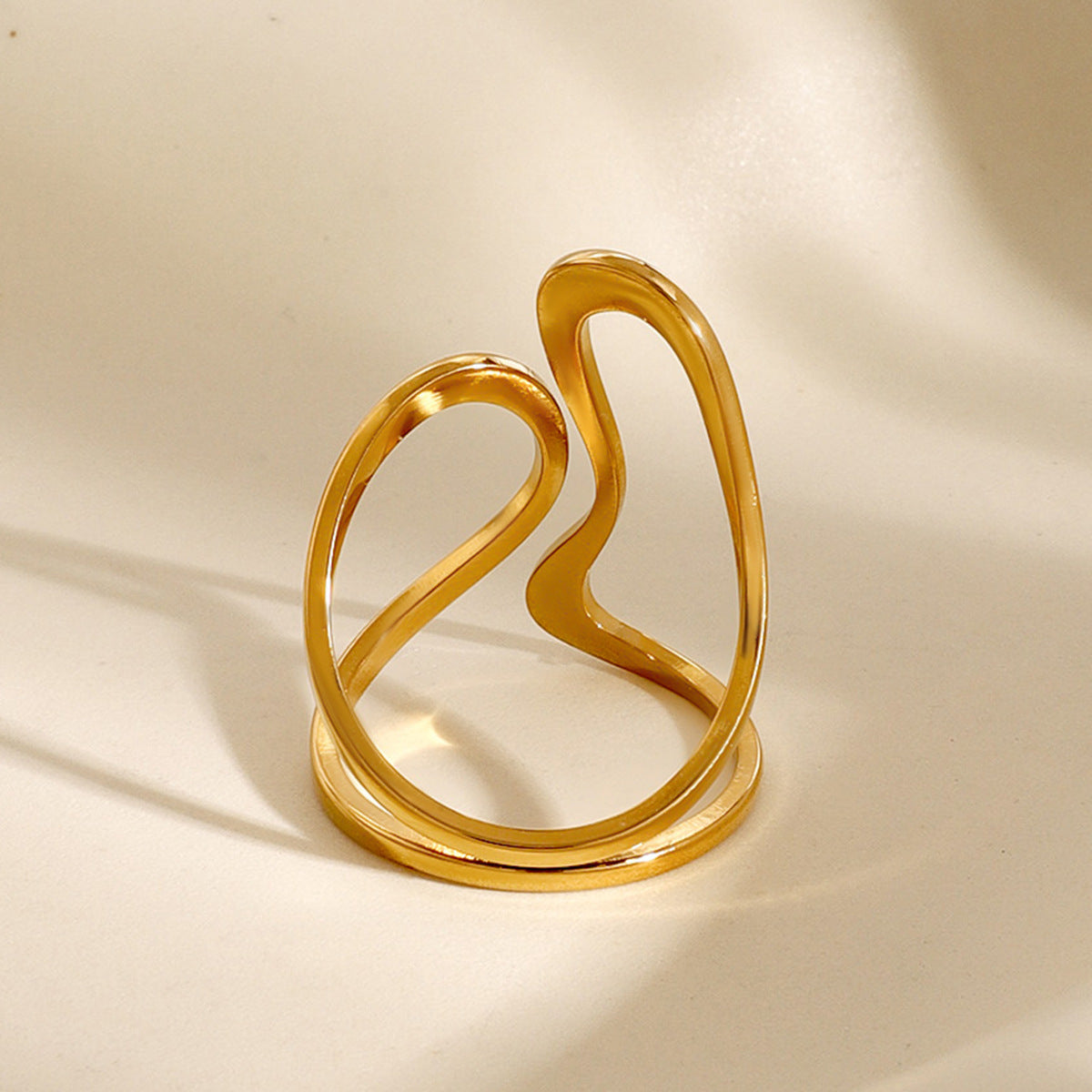 Women’s Abstract Gold Open Shape Statement Ring