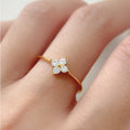 Women’s Dainty Gold Flower Crystal Ring