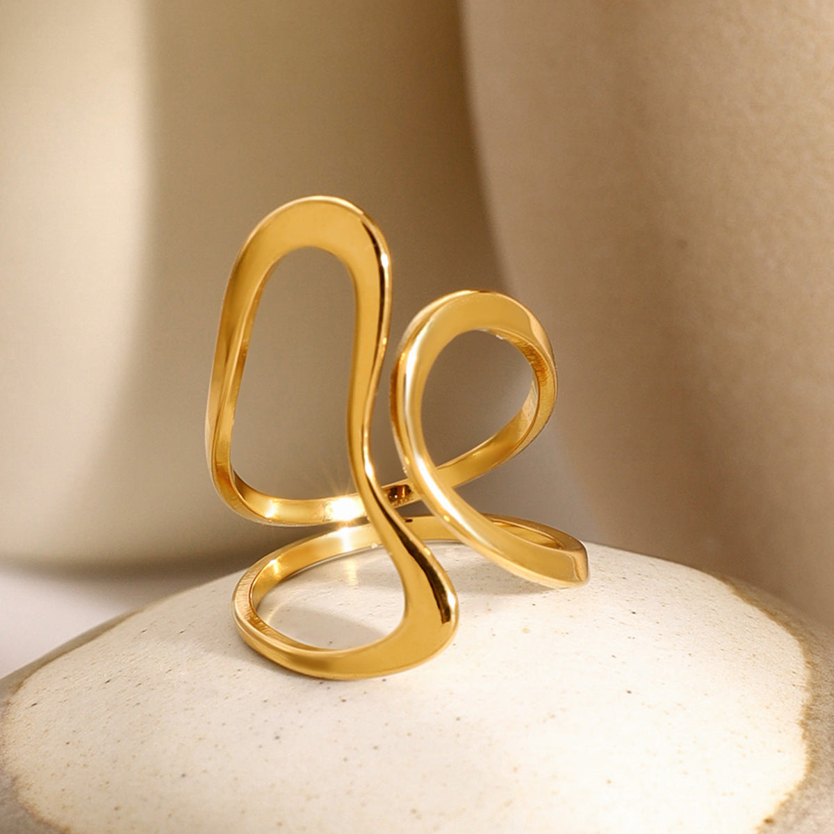 Women’s Abstract Gold Open Shape Statement Ring