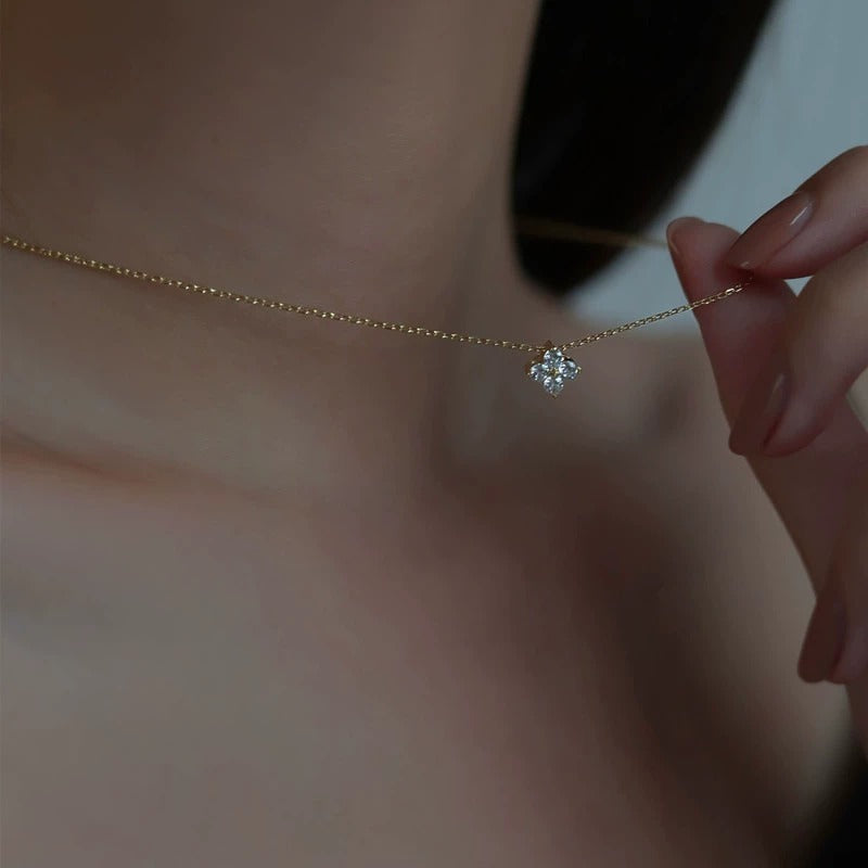 Women’s Dainty Solitaire Diamond Pendant Necklace