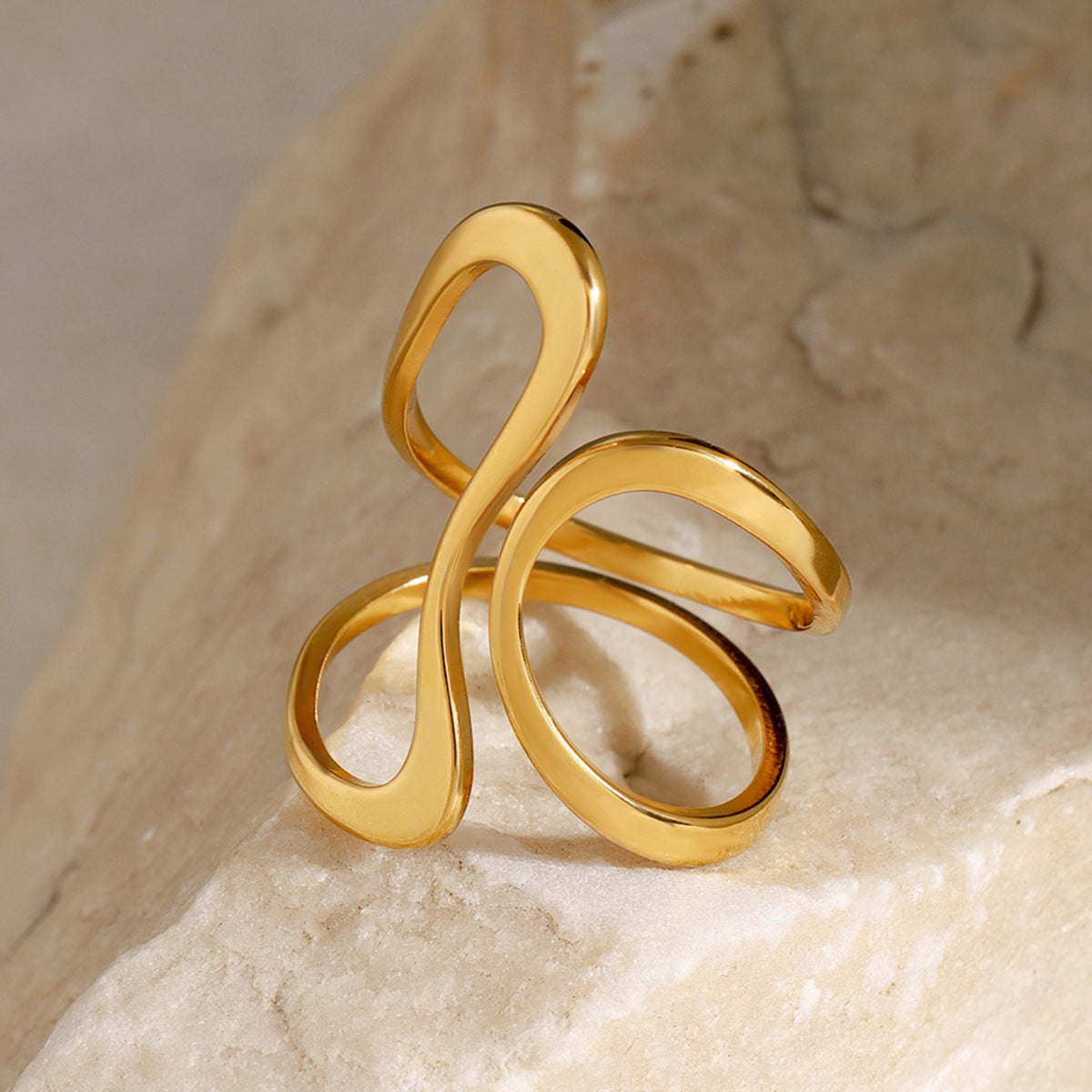 Women’s Abstract Gold Open Shape Statement Ring