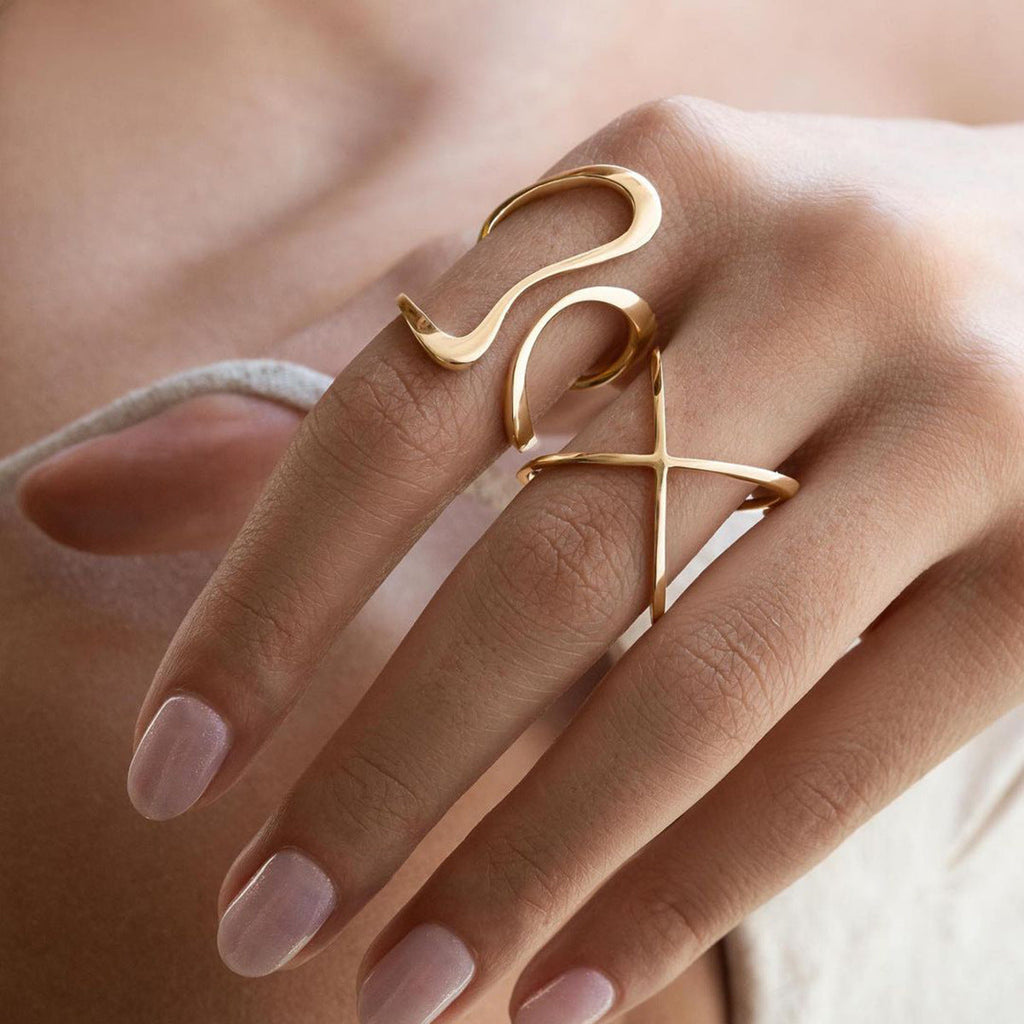 Women’s Abstract Gold Open Shape Statement Ring