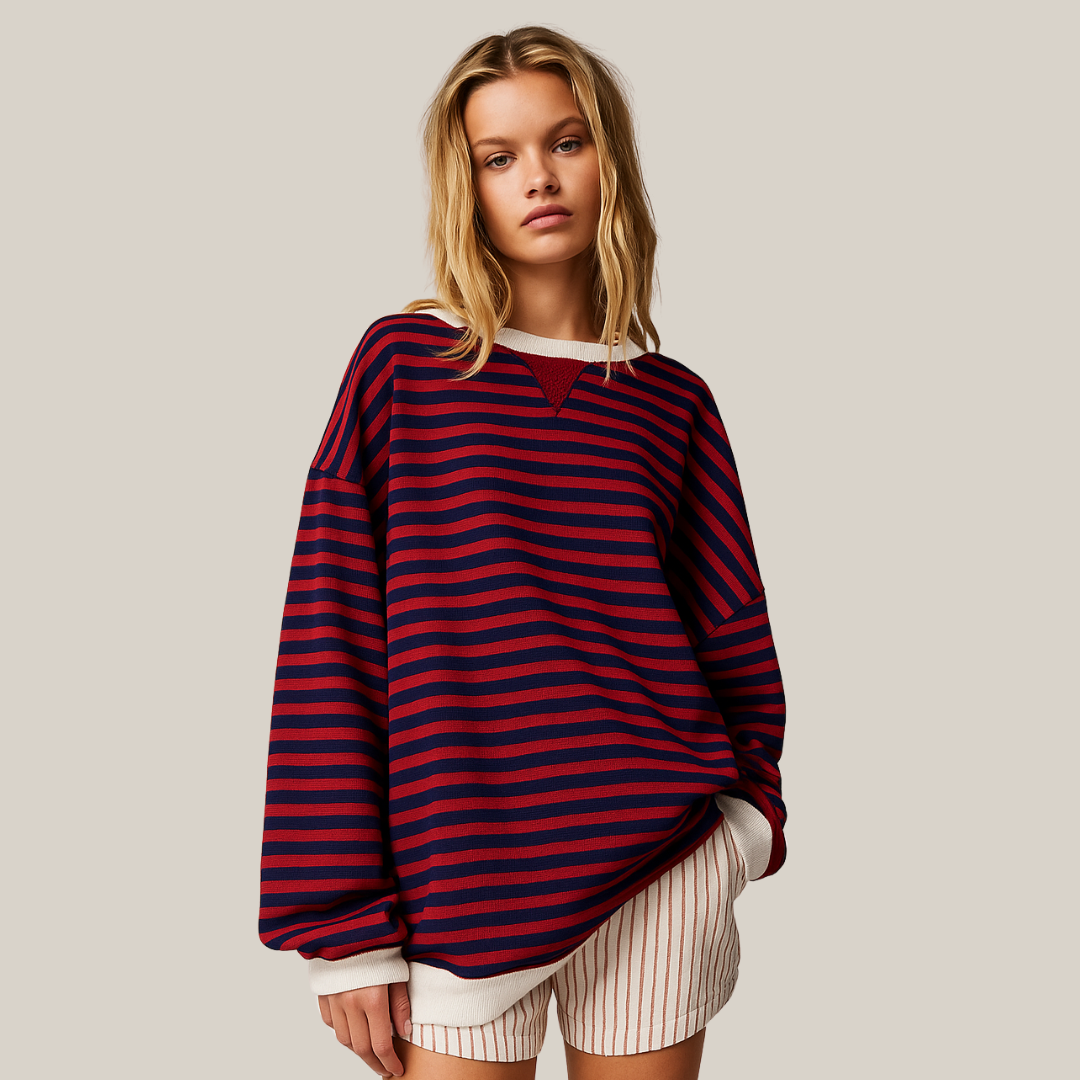 Women’s Casual Oversized Striped Long Sleeve T-Shirt