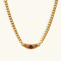 Women’s Vintage Gold Chain Necklace with Gemstone Accents