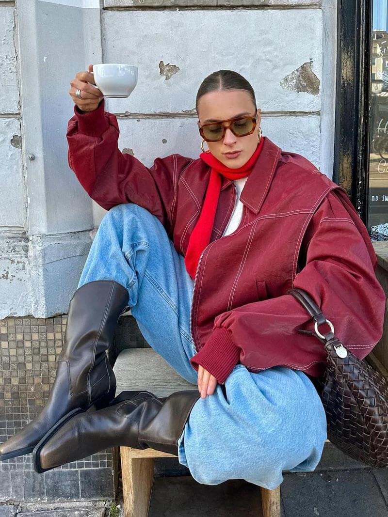 Women’s Oversized Vintage Red Corduroy Jacket