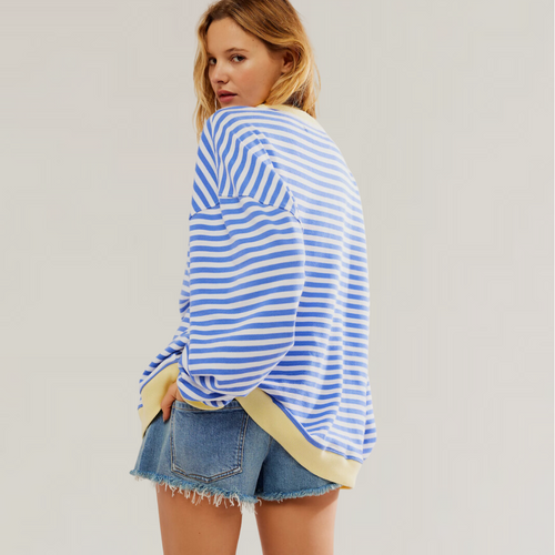 Women’s Casual Oversized Striped Long Sleeve T-Shirt