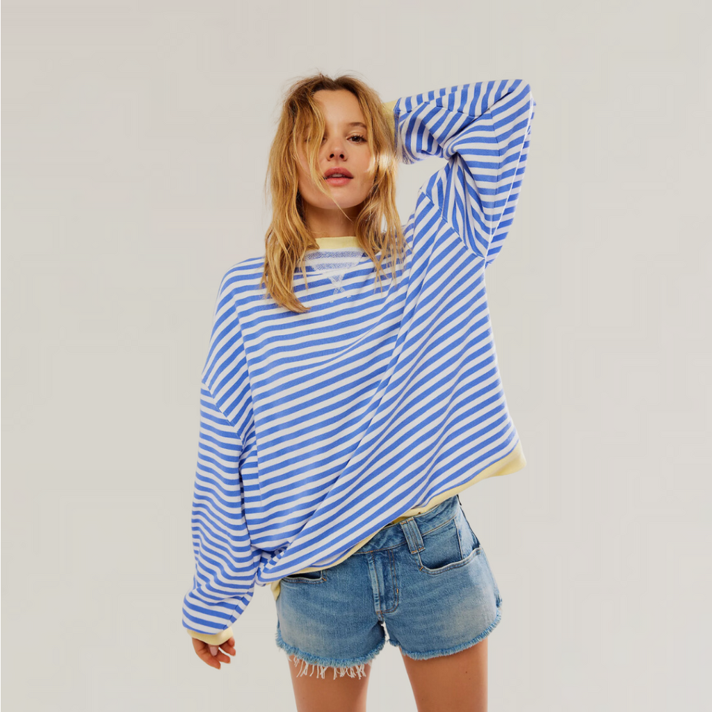 Women’s Casual Oversized Striped Long Sleeve T-Shirt
