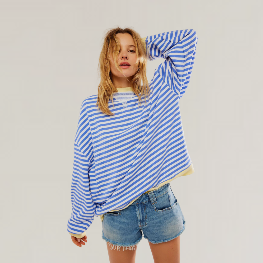 Women’s Casual Oversized Striped Long Sleeve T-Shirt