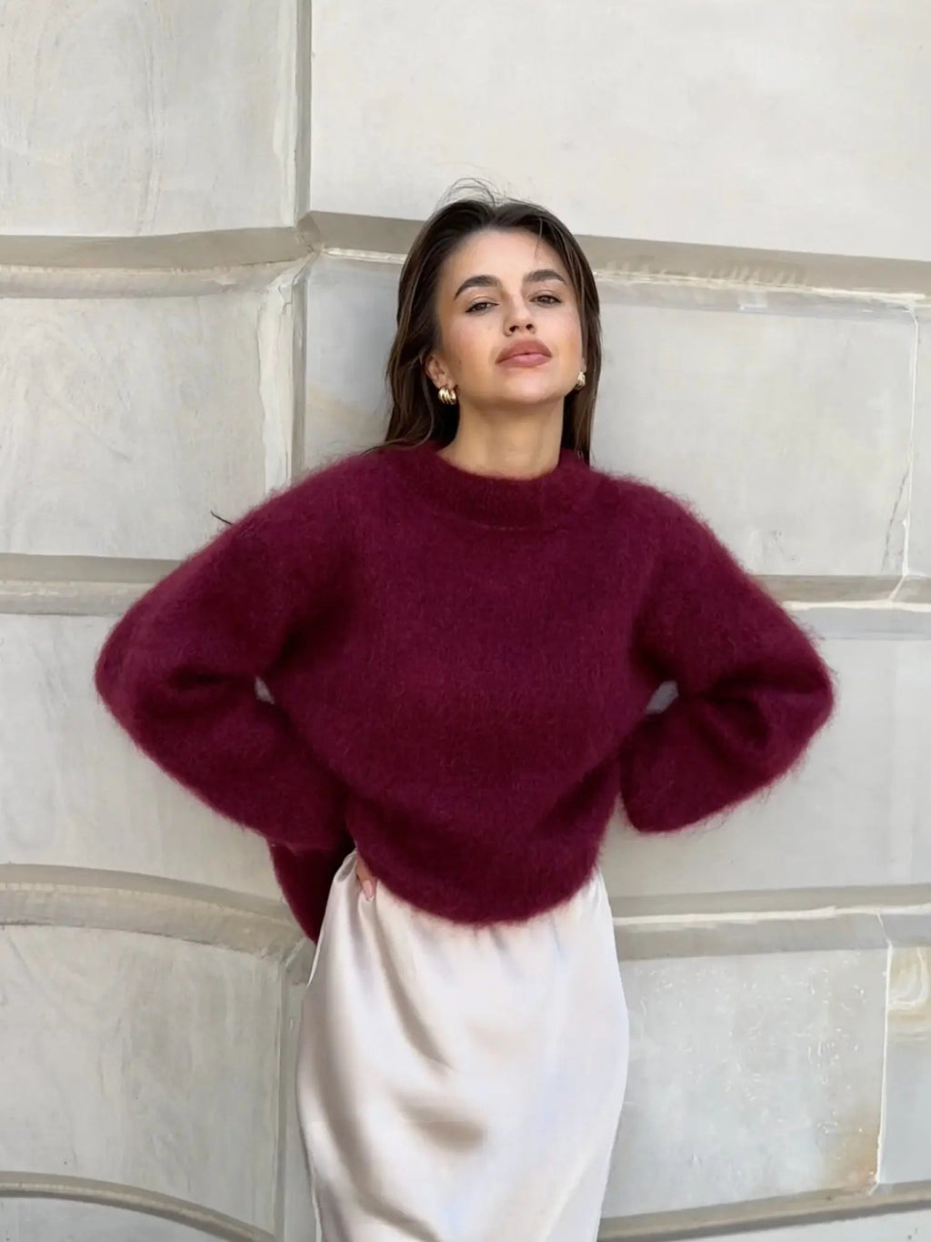 Women’s Cozy Fluffy Knit Long Sleeve Sweater