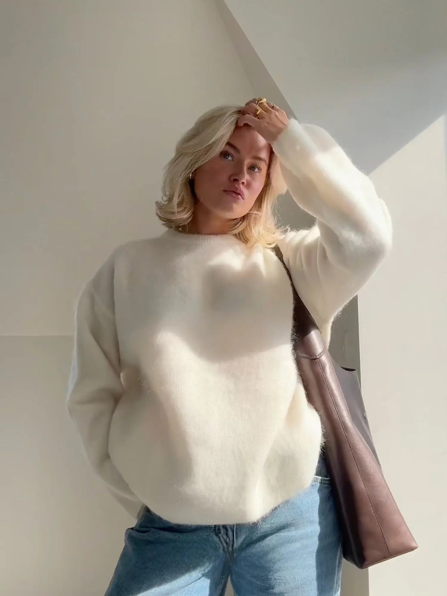 Women’s Cozy Fluffy Knit Long Sleeve Sweater