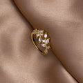Women’s Gold Leaf Crystal Adjustable Statement Ring