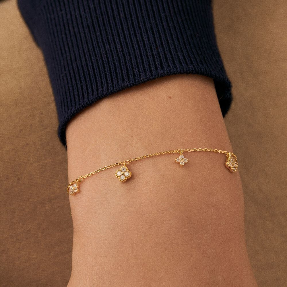Women’s Dainty Gold Crystal Drop Bracelet