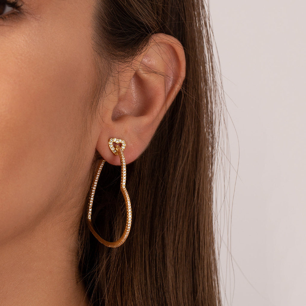 Women’s Heart-Shaped Gold Hoop Earrings