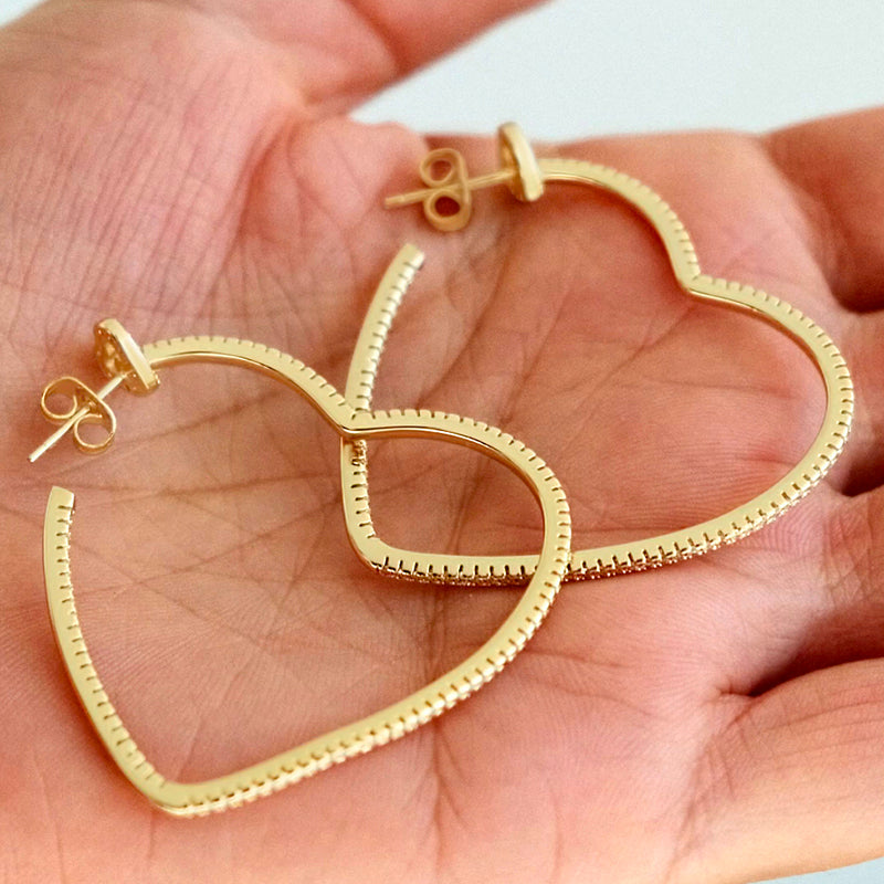 Women’s Heart-Shaped Gold Hoop Earrings