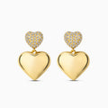 Women’s Gold Double Heart Drop Earrings