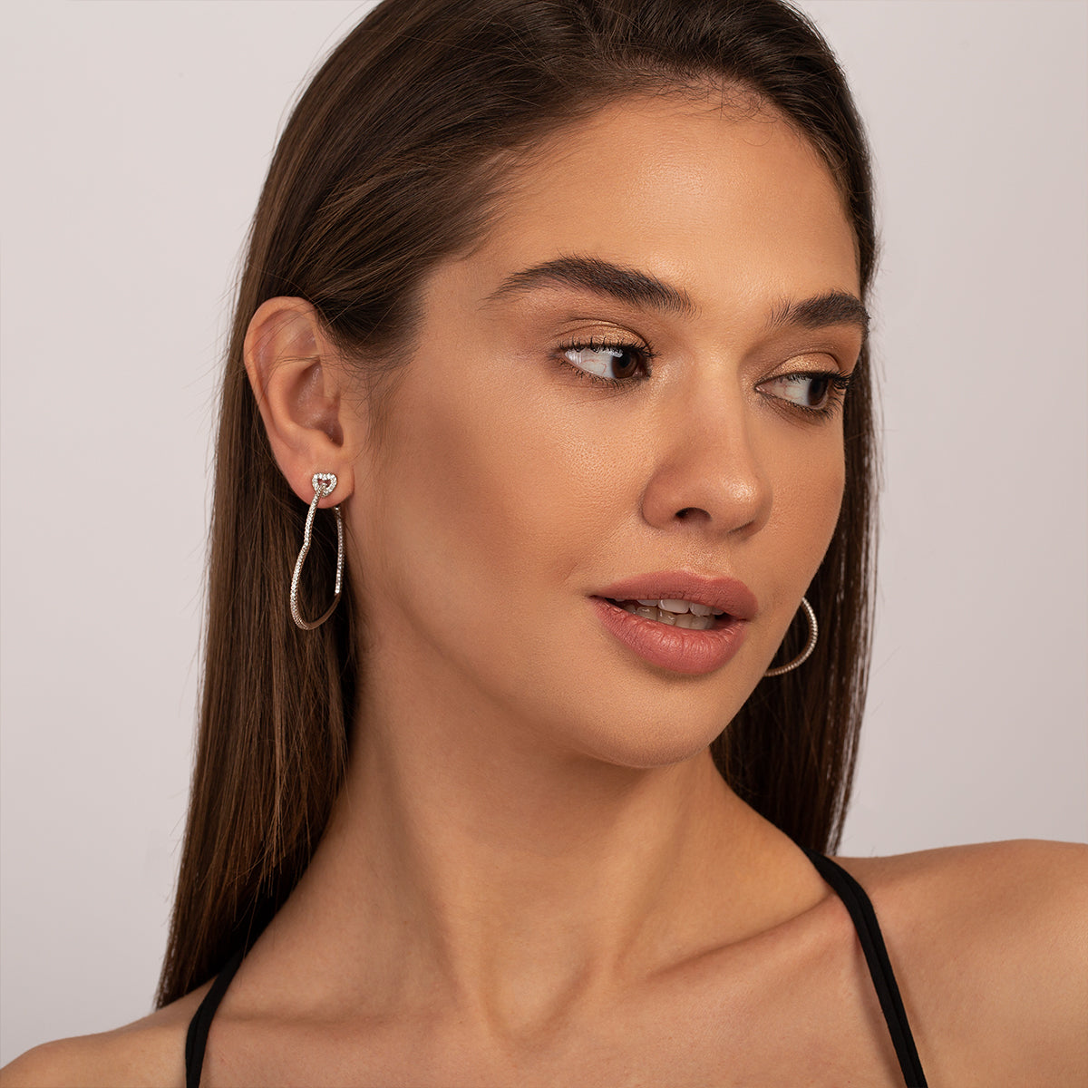 Women’s Heart-Shaped Gold Hoop Earrings