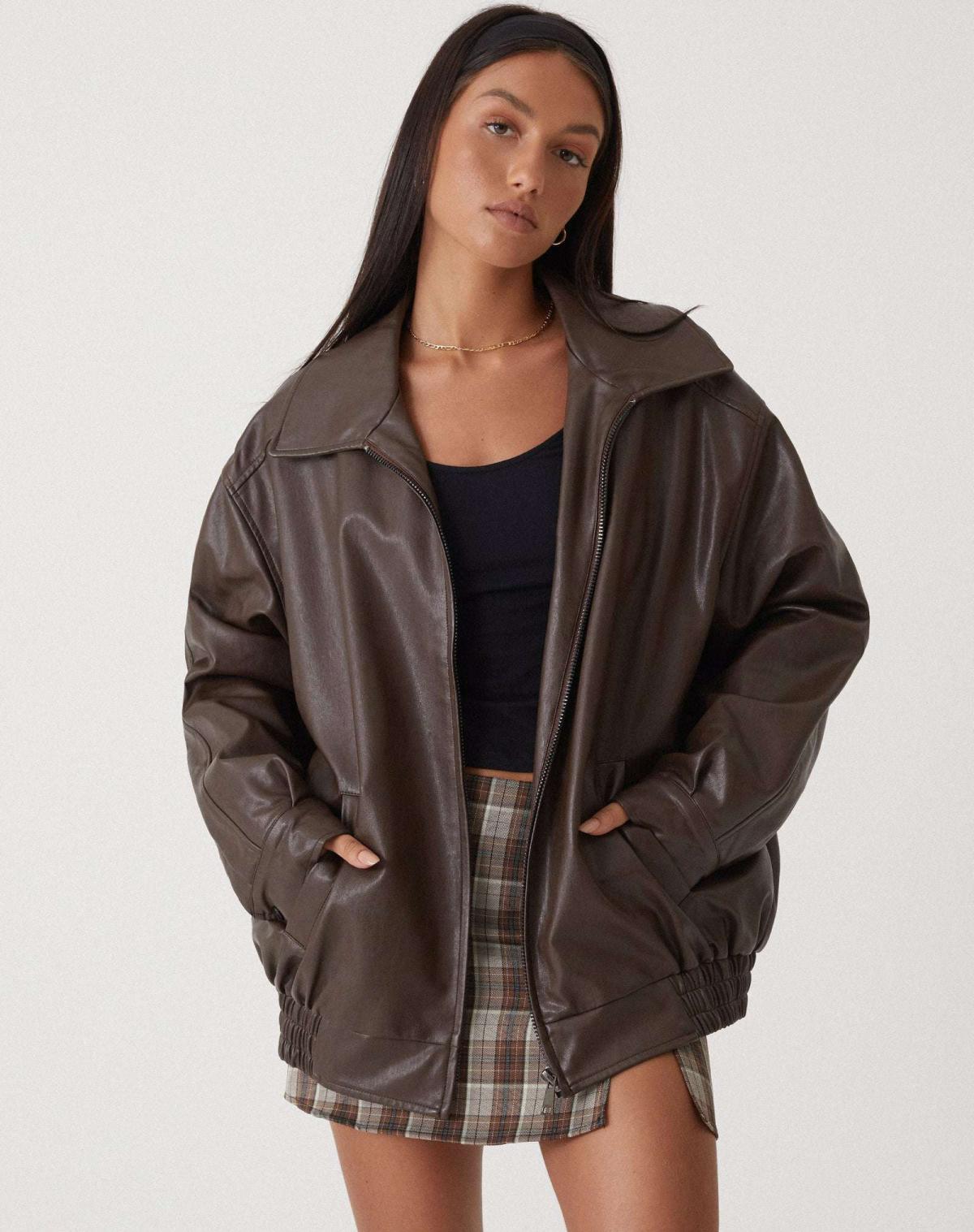 Women’s Oversized Vintage Faux Leather Jacket